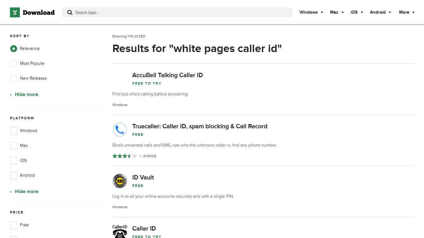 White Pages Caller Id - CNET Download